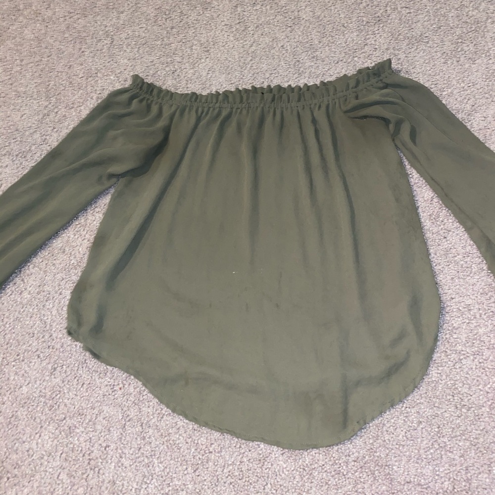 Off Shoulder Olive Blouse